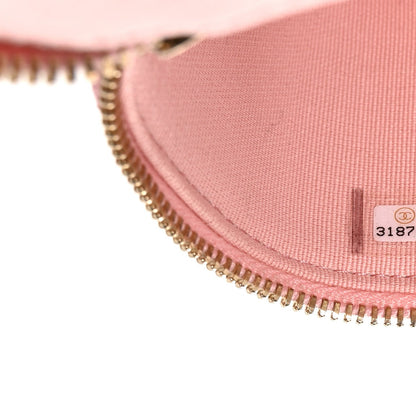 Caviar Quilted Mini Vanity Case With Chain Pink