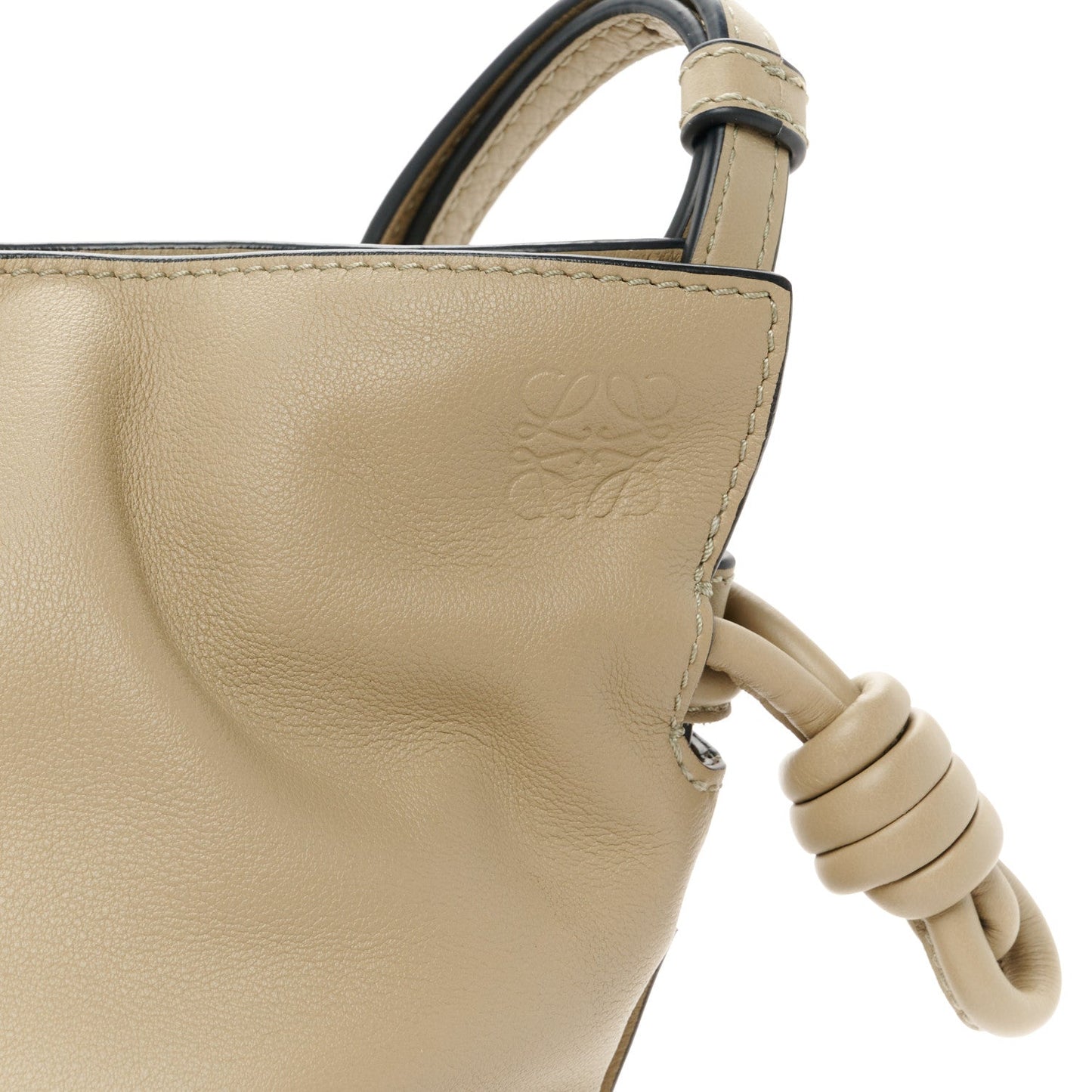 Calfskin Mini Flamenco Knot Clutch Clay Green
