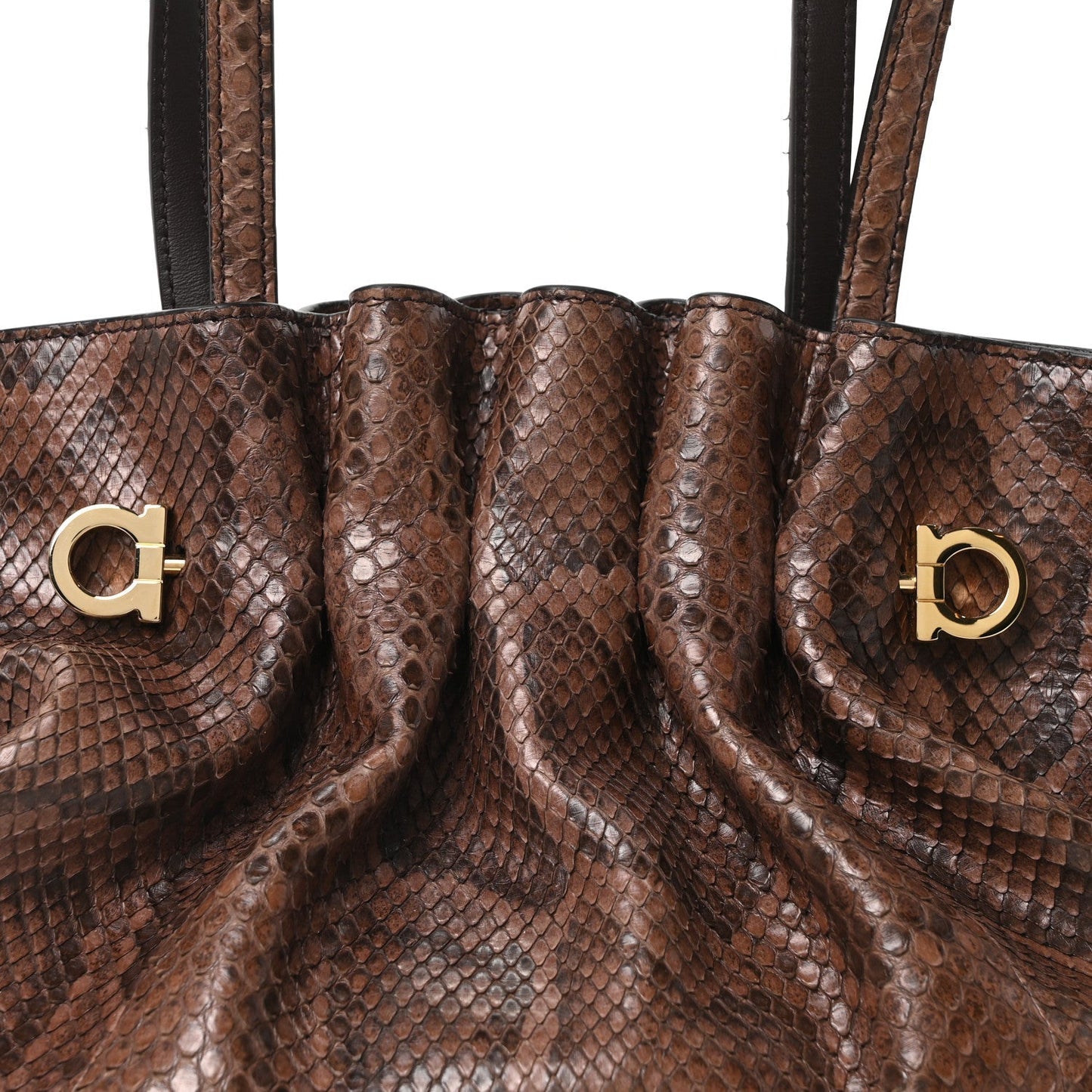 Snakeskin Small Dumpling Soft Bag Testa di Moro