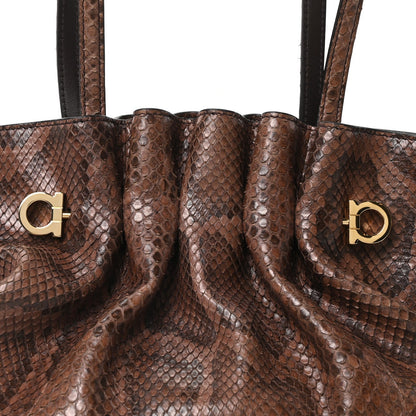 Snakeskin Small Dumpling Soft Bag Testa di Moro