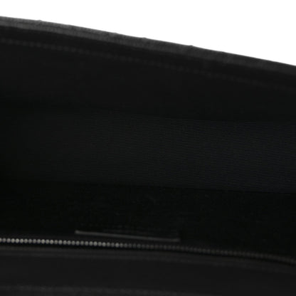 Grain De Poudre Textured Mixed Matelasse Large Triquilt Monogram Monochrome Satchel Black