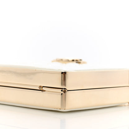Patent Calfskin Boy Minaudiere White