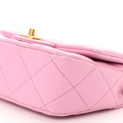 Caviar Quilted Mini Sweetheart Flap Lilac
