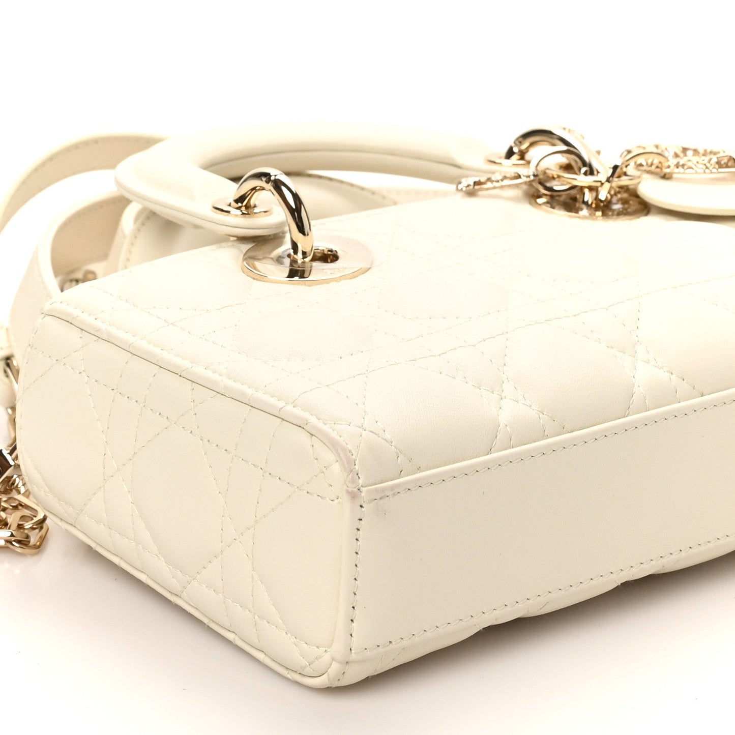 Lambskin Cannage Small Lady D-Joy Latte