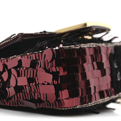 Sequin Paillettes Vitello Grace Sex and the City Mini Baguette Granata