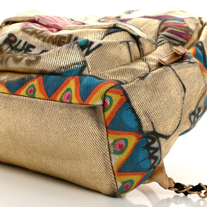 Graffiti Printed Canvas Street Spirit Backpack Multicolor