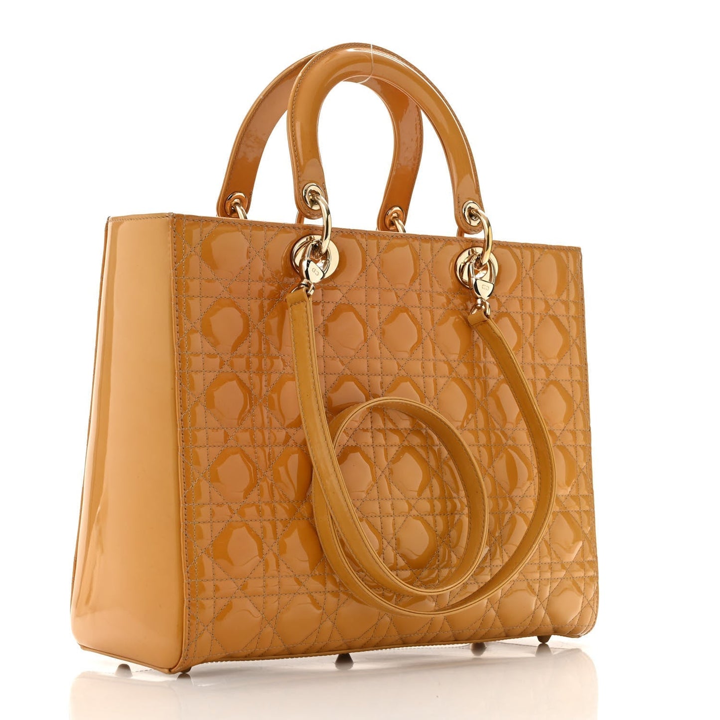 Patent Cannage Large Lady Dior Yellow