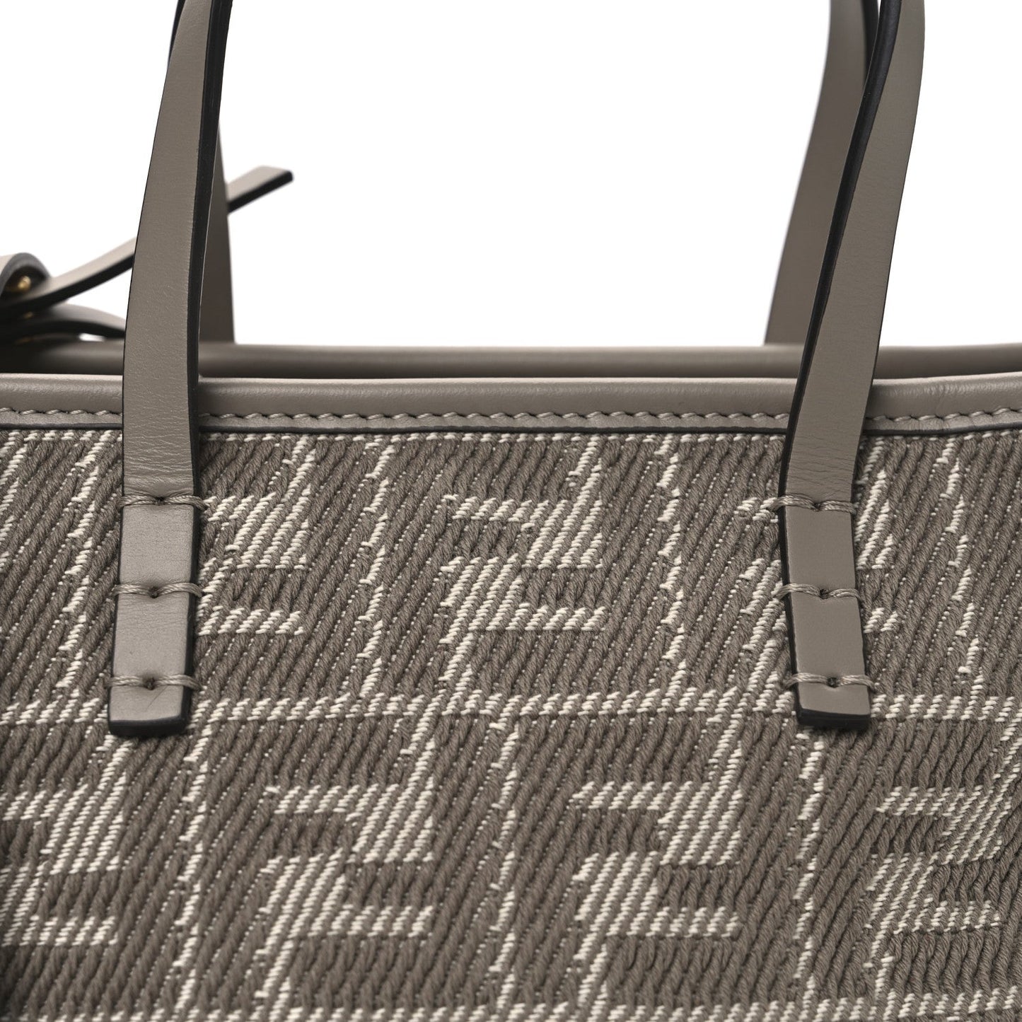 Denim Jacquard FF Effect Vitello Grace Mini Roll Tote Dove White Dove