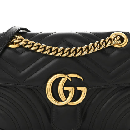 Calfskin Matelasse Small GG Marmont Shoulder Bag Black