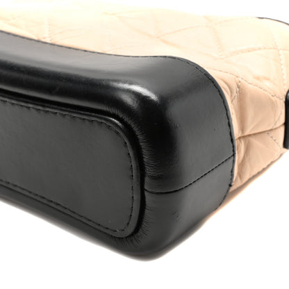 Aged Calfskin Quilted Small Gabrielle Hobo Beige Black