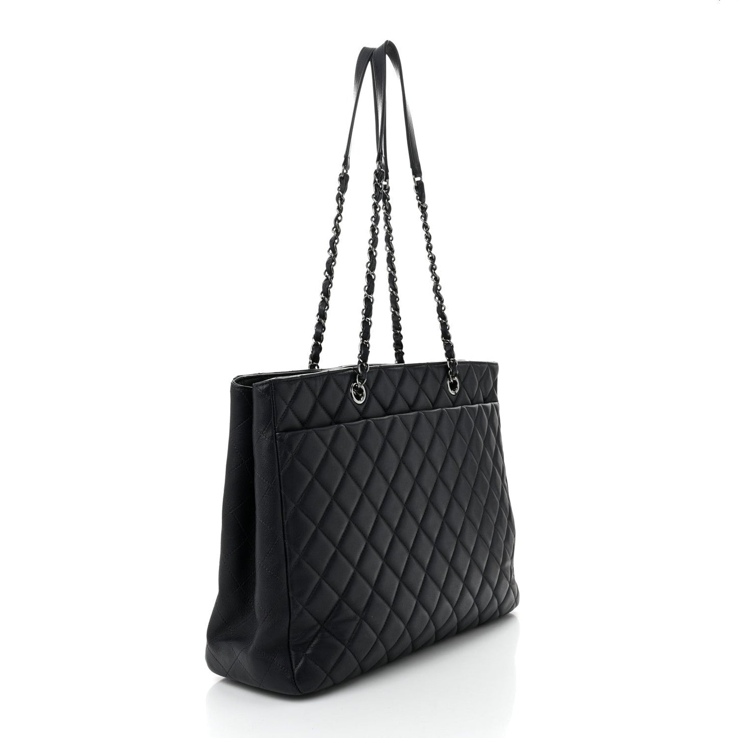Calfskin Quilted Timeless Tote Dark Navy