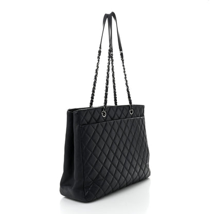 Calfskin Quilted Timeless Tote Dark Navy