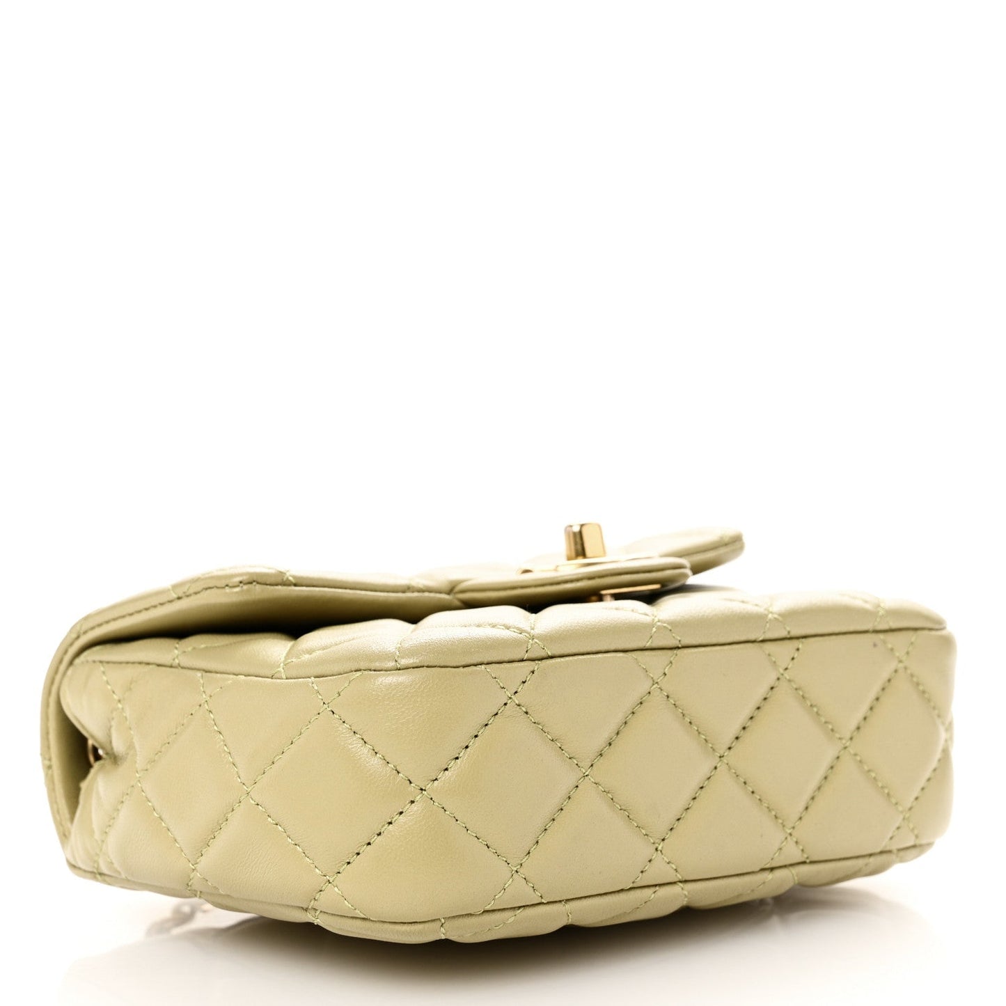 Lambskin Enamel Quilted Mini Coco Hearts Square Flap Light Green