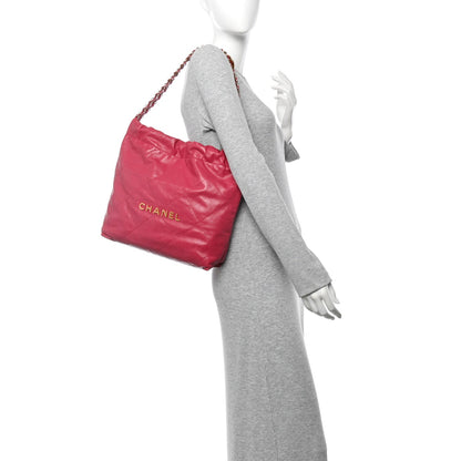 Shiny Calfskin Quilted Small Chanel 22 Fuchsia