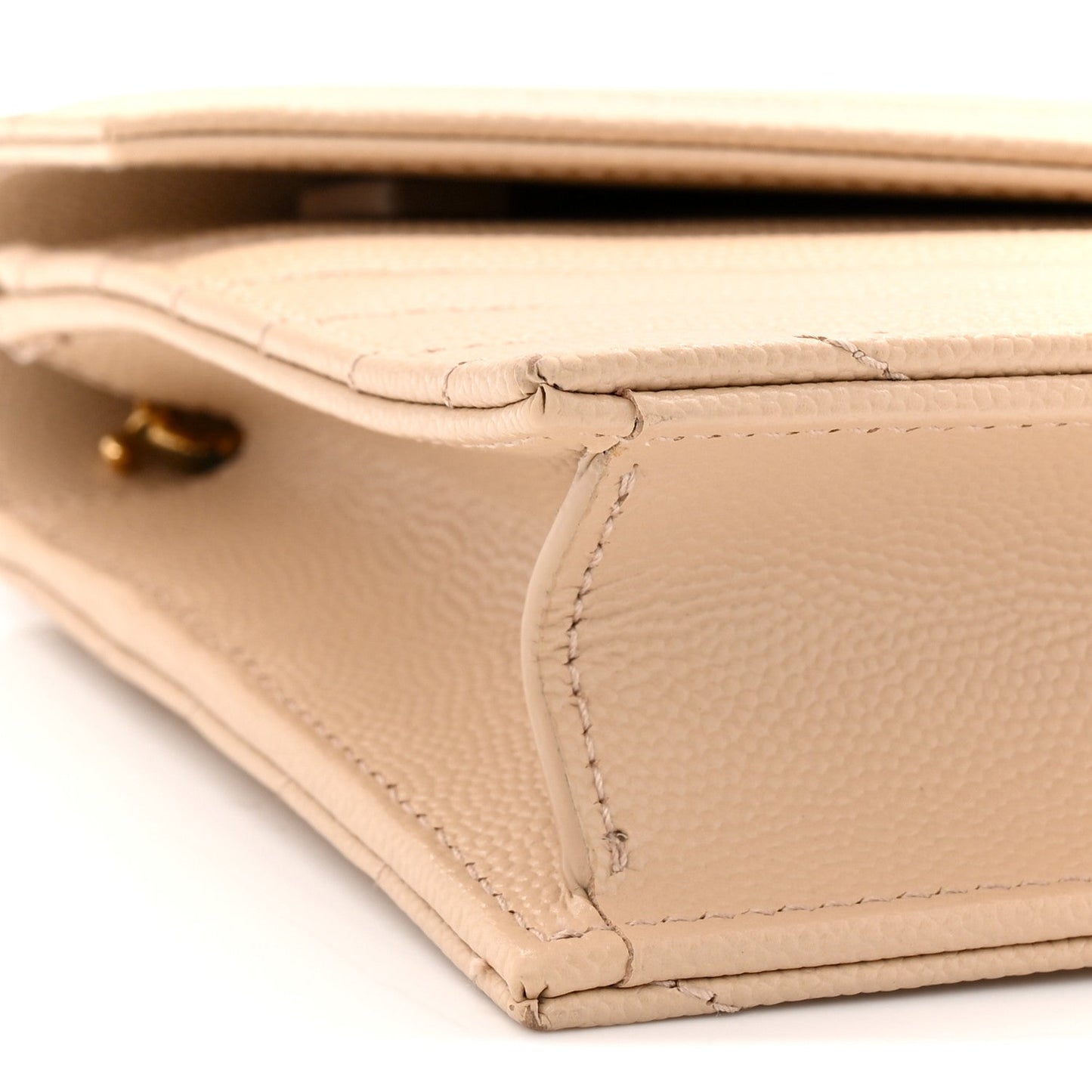 Grain De Poudre Matelasse Chevron Monogram Envelope Chain Wallet Nude Powder