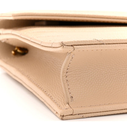 Grain De Poudre Matelasse Chevron Monogram Envelope Chain Wallet Nude Powder
