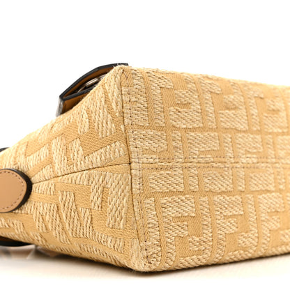Raffia Jacquard FF 1974 Mini Soft By The Way Boston Bag Beige