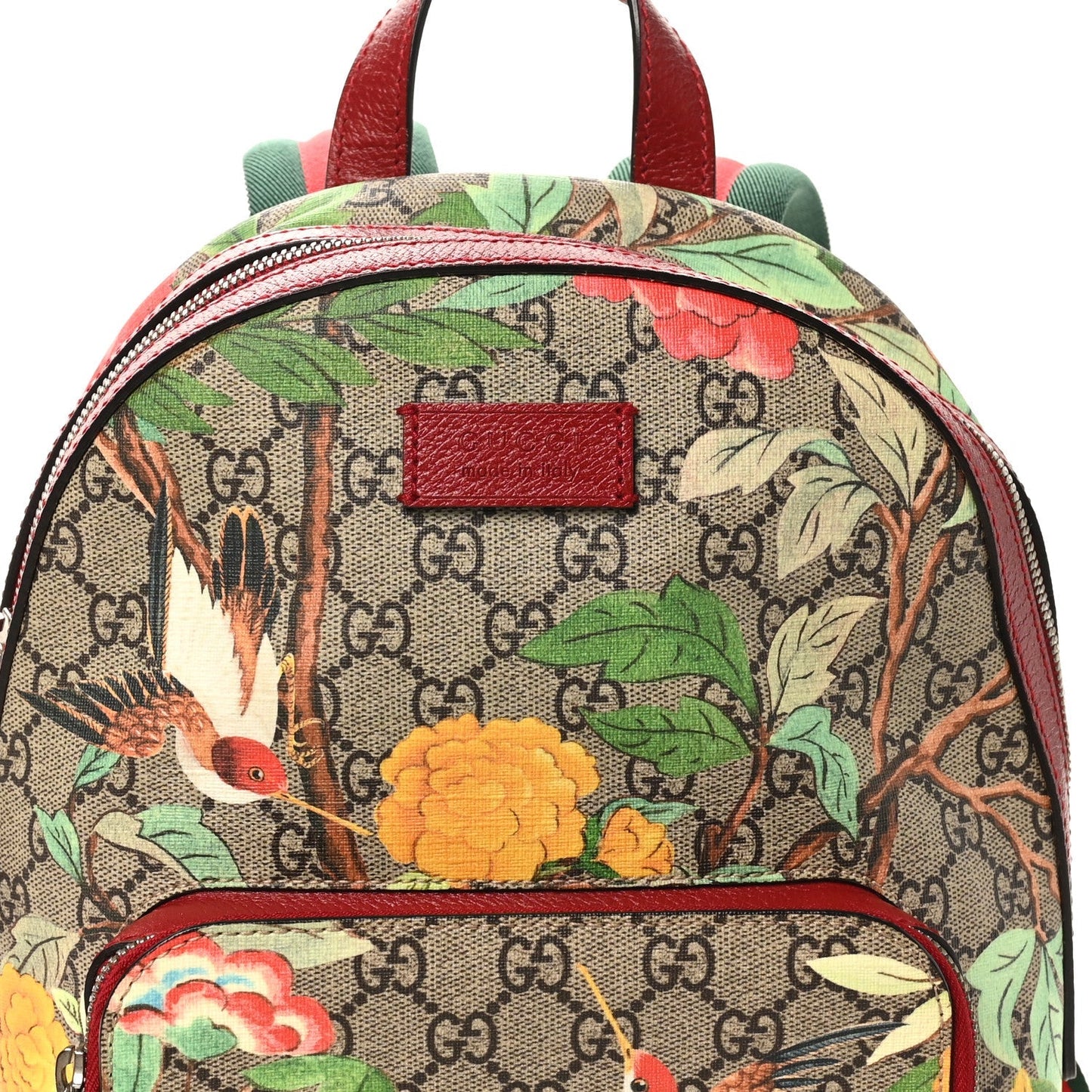 GG Supreme Monogram Tian Web Small Day Backpack Beige Multicolor Red