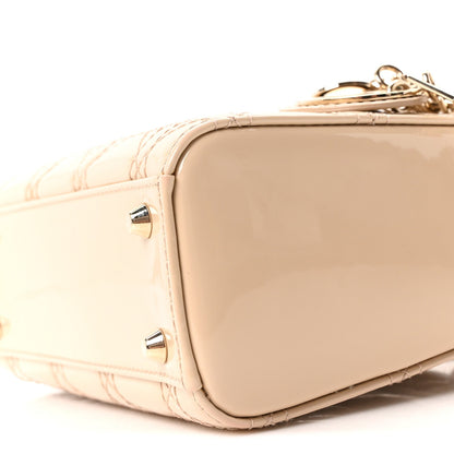 Patent Cannage Mini Lady Dior Beige