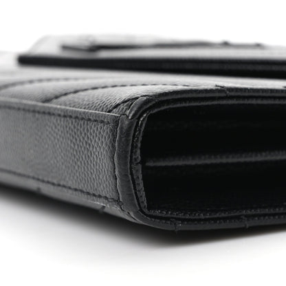 Grain De Poudre Matelasse Chevron Monogram Monochrome Chain Wallet Black