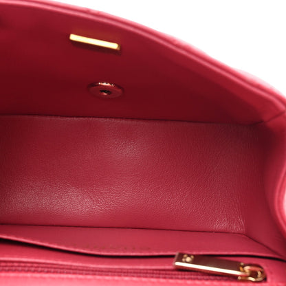 Lambskin Quilted Mini Square Flap Dark Pink
