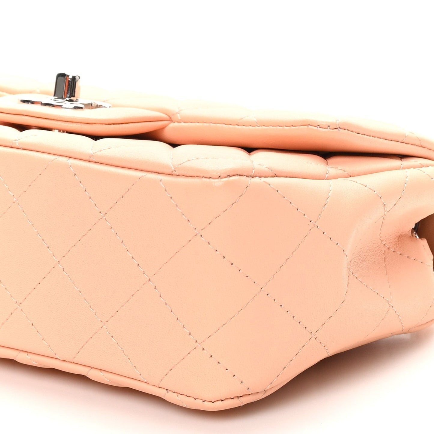 Lambskin Quilted Mini Rectangular Flap Light Pink