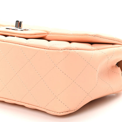Lambskin Quilted Mini Rectangular Flap Light Pink