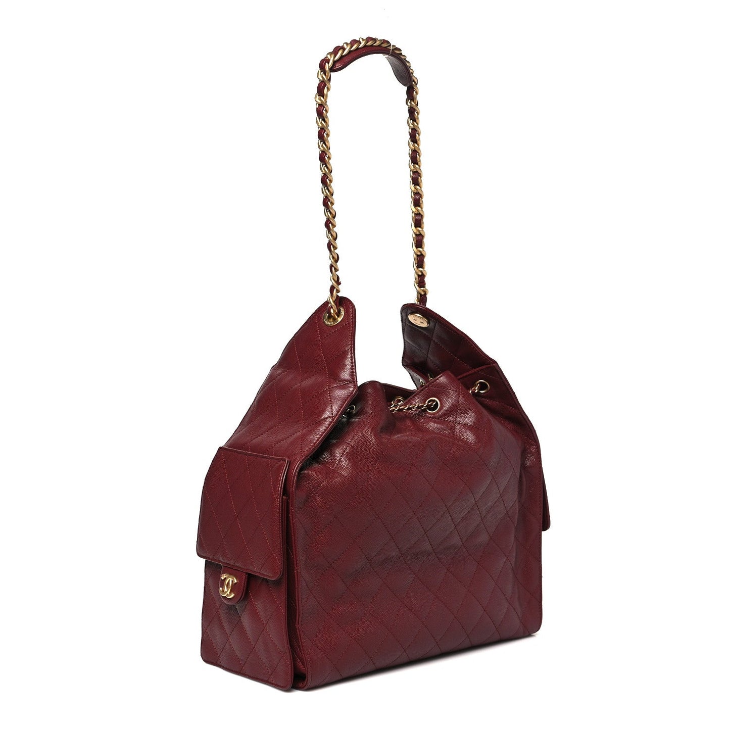 Caviar Quilted Medium Chanel 25 Handbag Burgundy