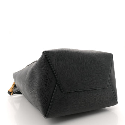 Soft Grained Calfskin Small Sangle Bucket Bag Black