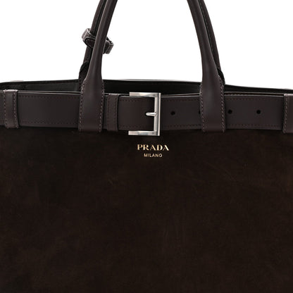 Scamosciato Large Buckle Bag With Belt Ebano