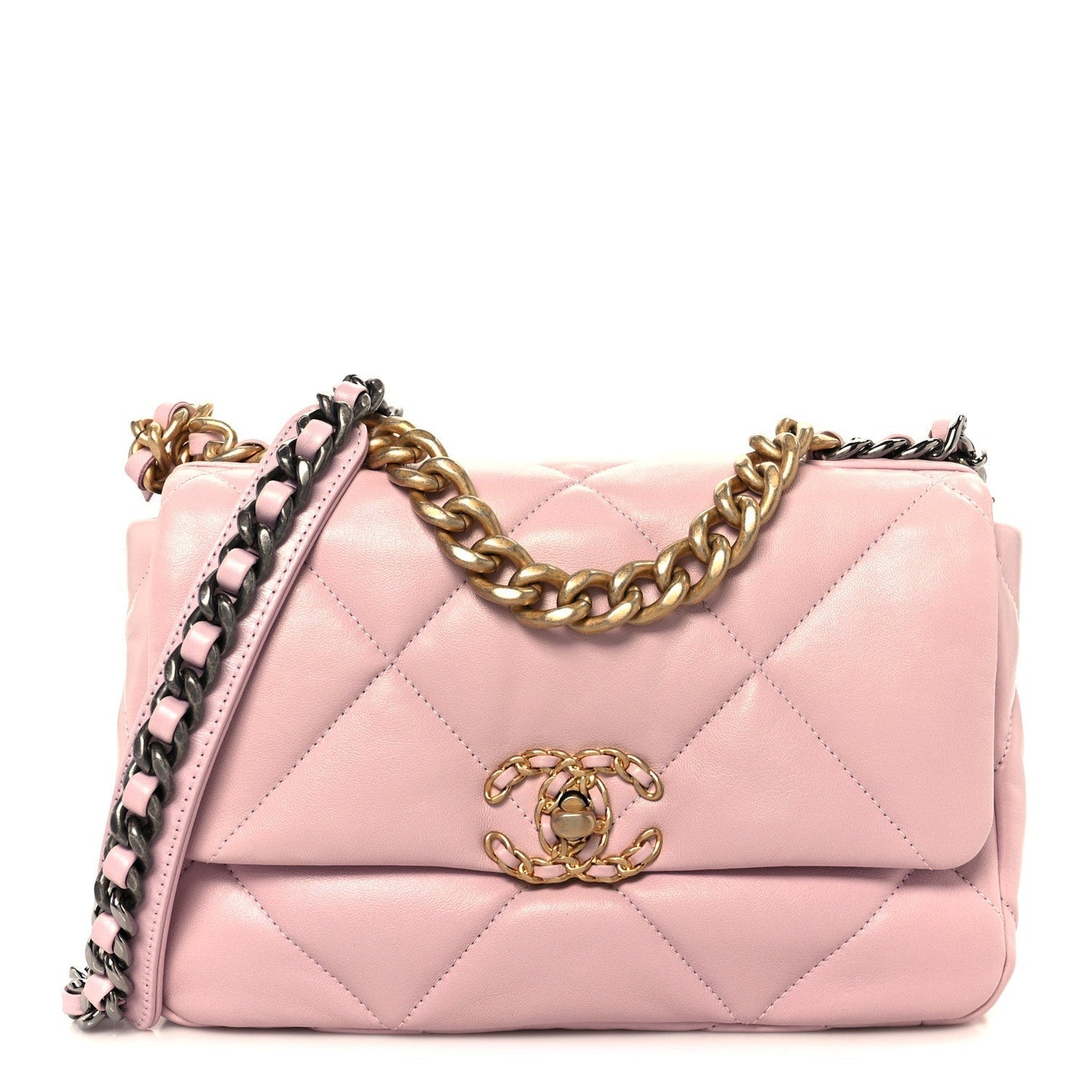 Lambskin Quilted Medium Chanel 19 Flap Light Pink