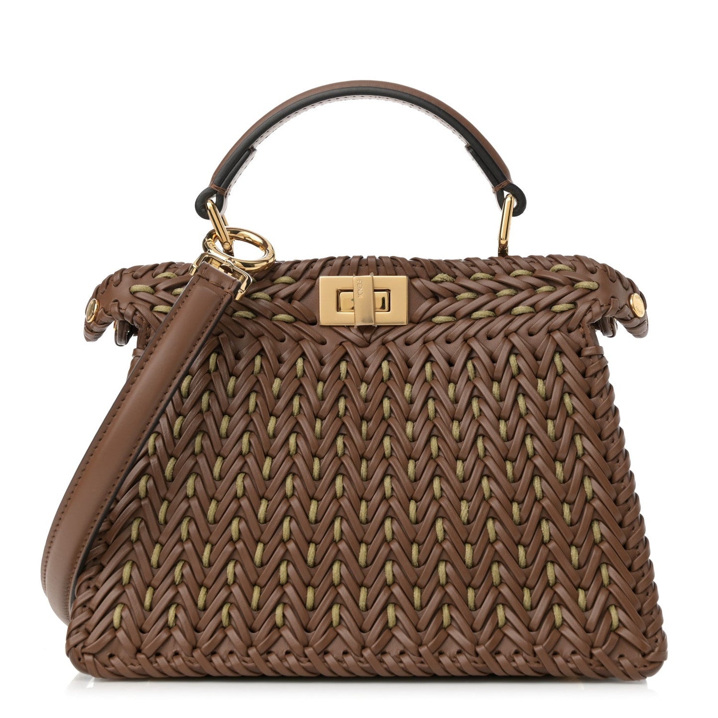Vitello King Shiny Nappa Intreccio Petite Peekaboo I SEE U Satchel Gianduia
