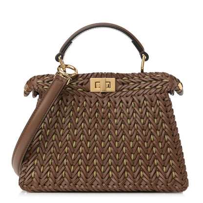 Vitello King Shiny Nappa Intreccio Petite Peekaboo I SEE U Satchel Gianduia