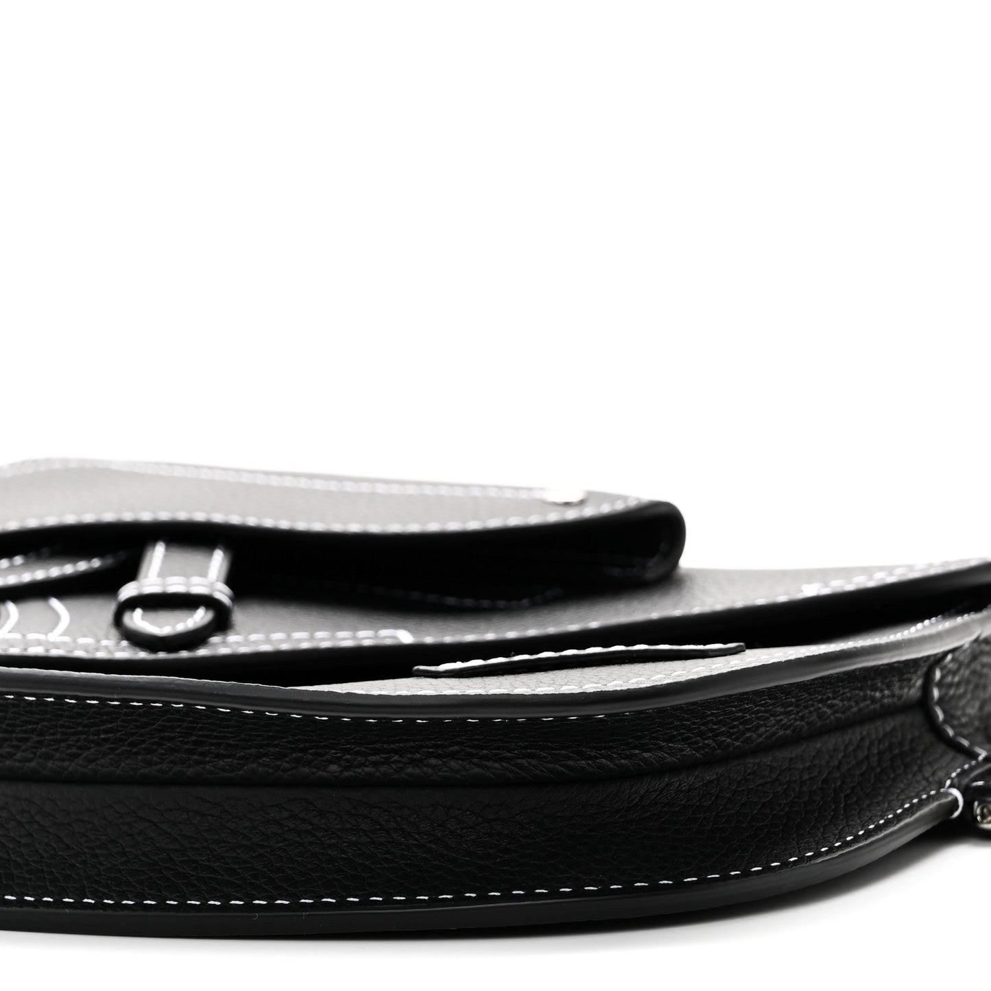 X KAWS Grained Calfskin Saddle Pouch Black