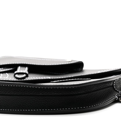 X KAWS Grained Calfskin Saddle Pouch Black