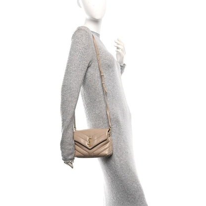 Calfskin Y Quilted Monogram Toy Loulou Crossbody Bag Dark Beige