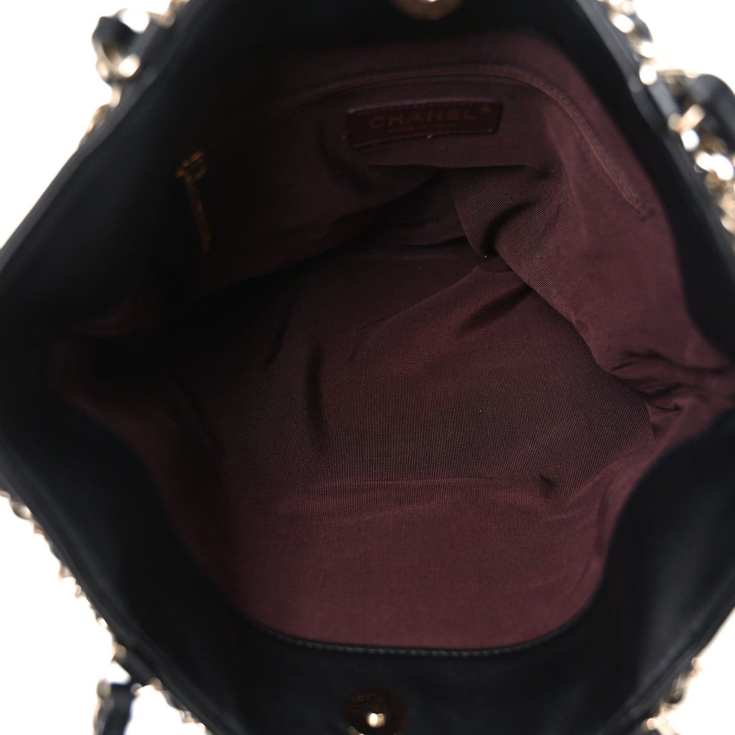Lambskin Large Shopping Chain Tote Black