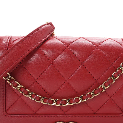 Sheepskin Quilted Medium Vintage Mademoiselle Flap Red