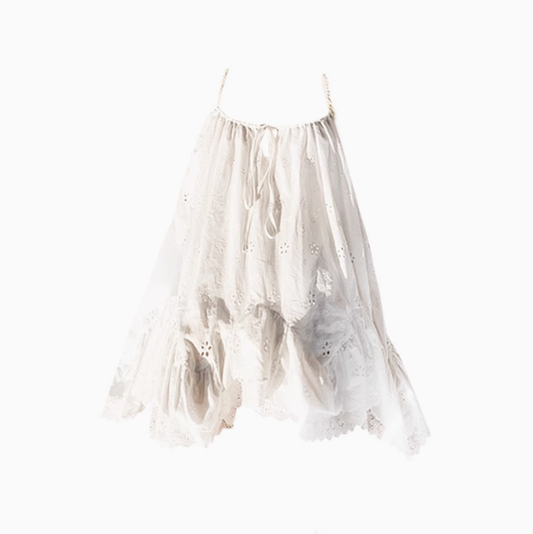Holiday style suspender dress 2025 pure desire hollow lace a-line short skirt R1219
