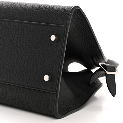 Matte Grained Calfskin Margaux Shoulder 12 Black