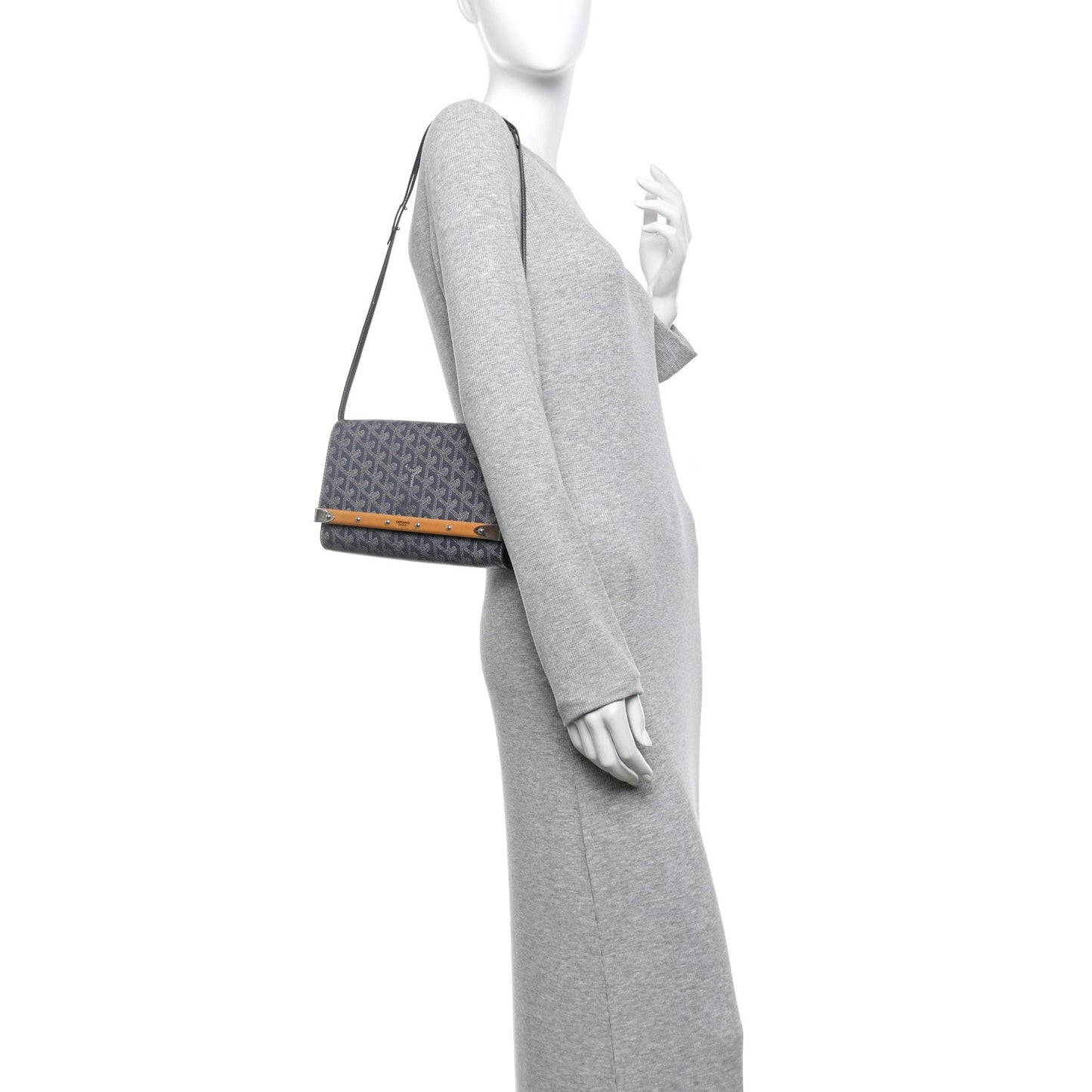 Goyardine Monte Carlo Bois Clutch With Strap Gray