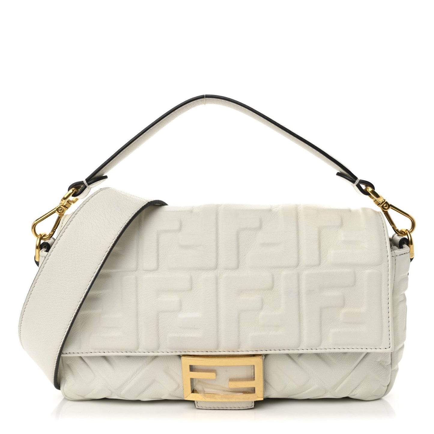 Nappa FF 1974 Embossed Large Baguette White