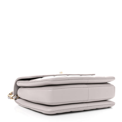 Lambskin Quilted Small Trendy CC Flap Dual Handle Bag Grey