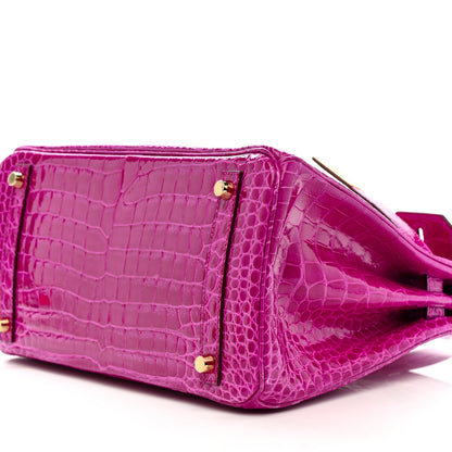 Shiny Porosus Crocodile Horseshoe Birkin 30 Rose Scheherazade