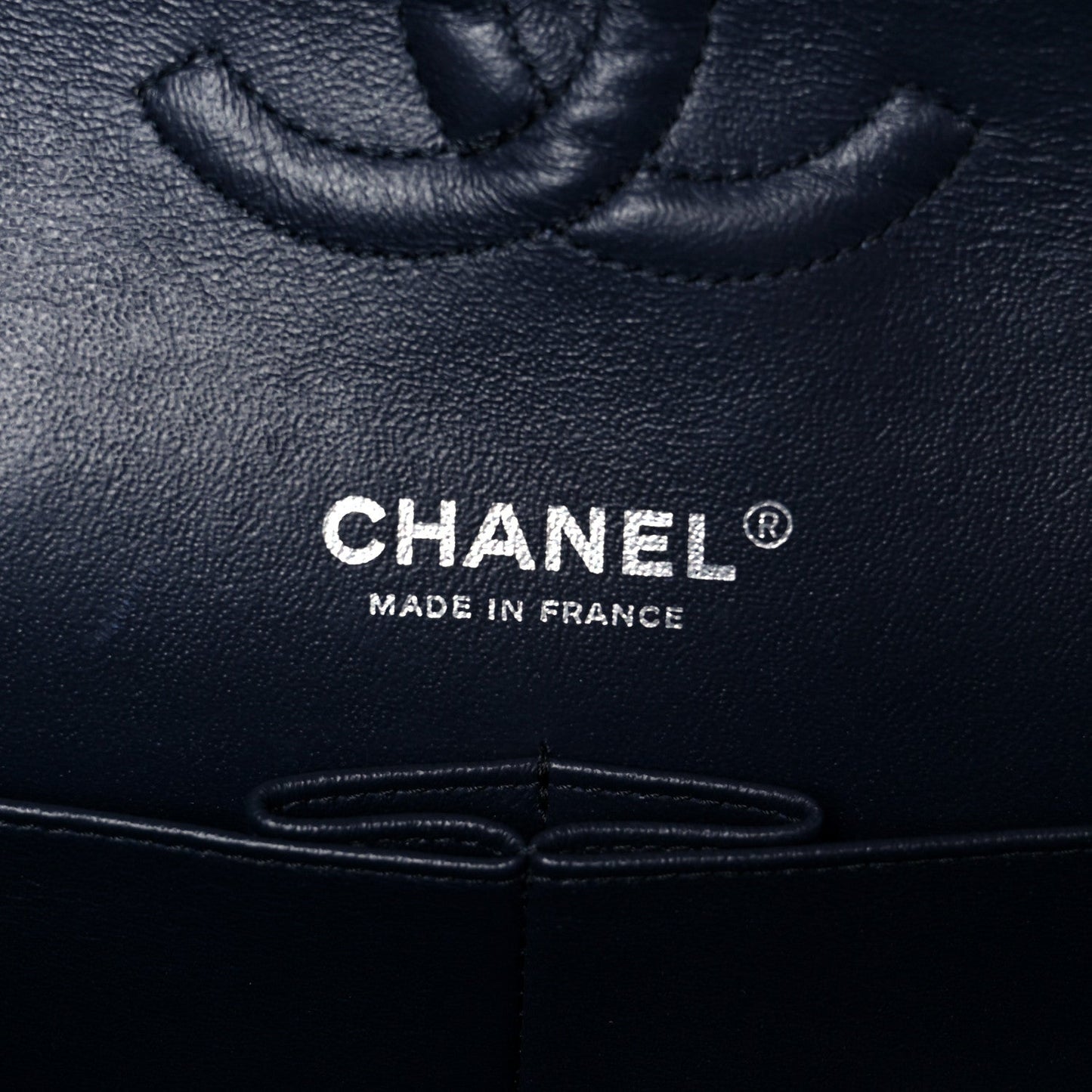 Caviar Quilted Medium Double Flap Navy