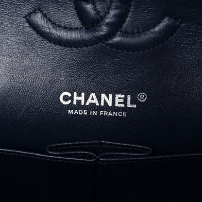 Caviar Quilted Medium Double Flap Navy