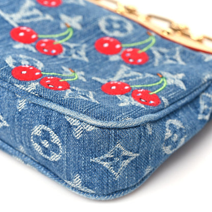 LV X TM Monogram Denim Cerises Pochette Accessories Blue