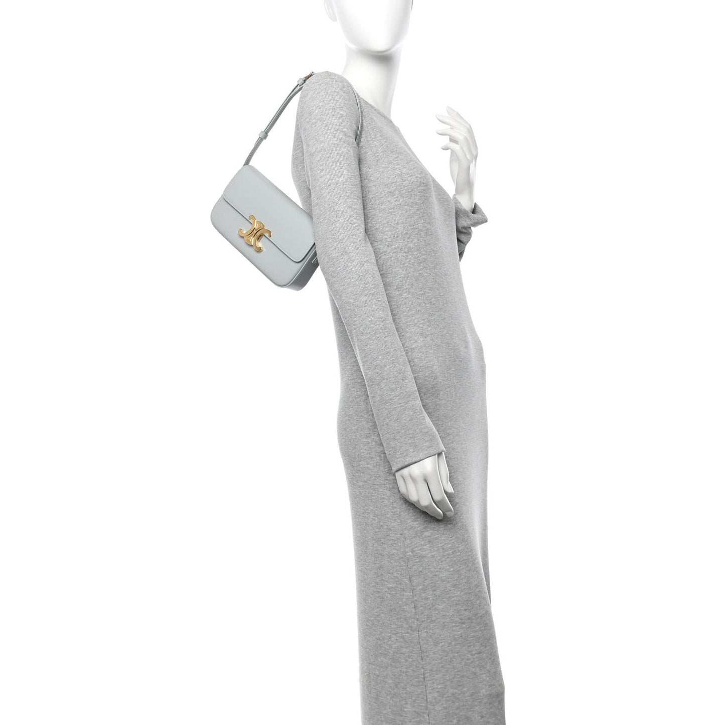 Natural Calfskin Triomphe Shoulder Bag Ice Blue