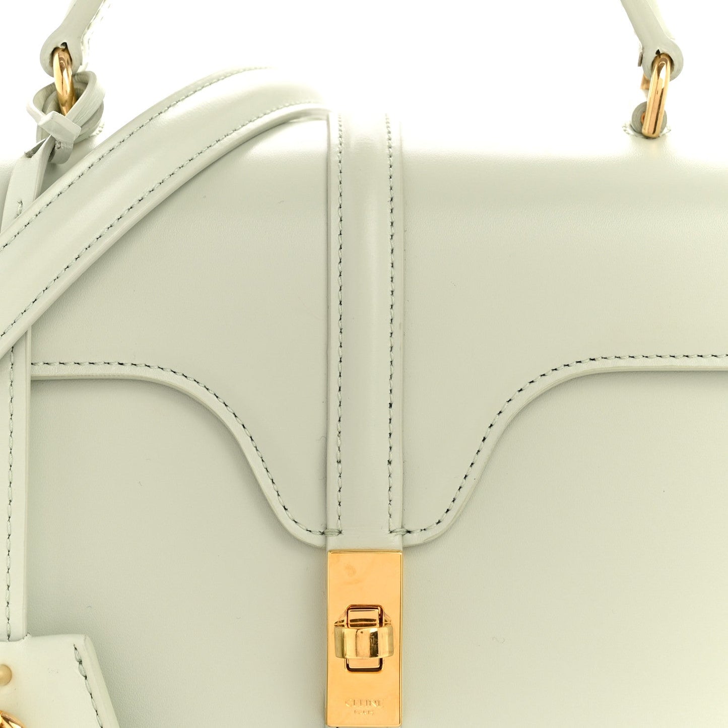 Satinated Calfskin Mini 16 Top Handle Bag Jade