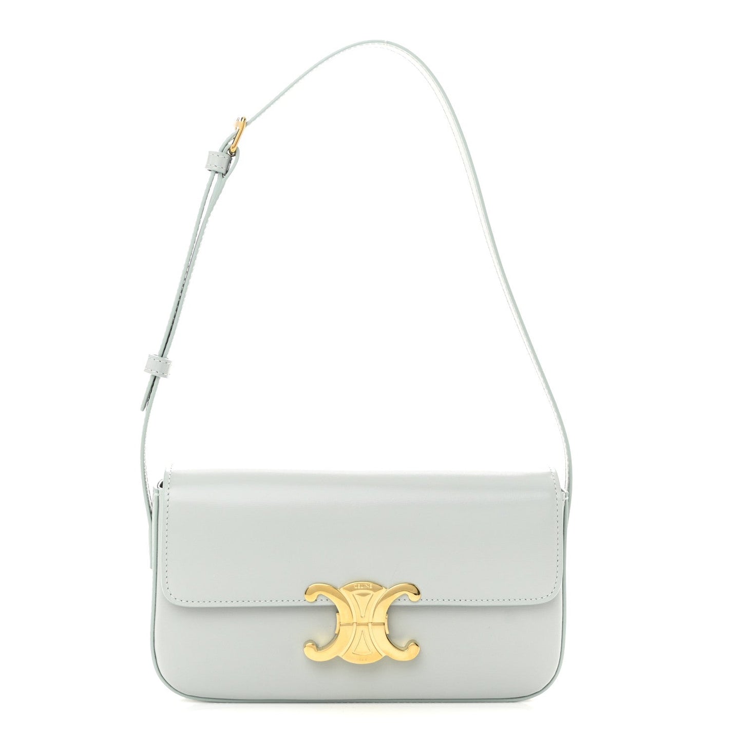 Natural Calfskin Triomphe Shoulder Bag Ice Blue